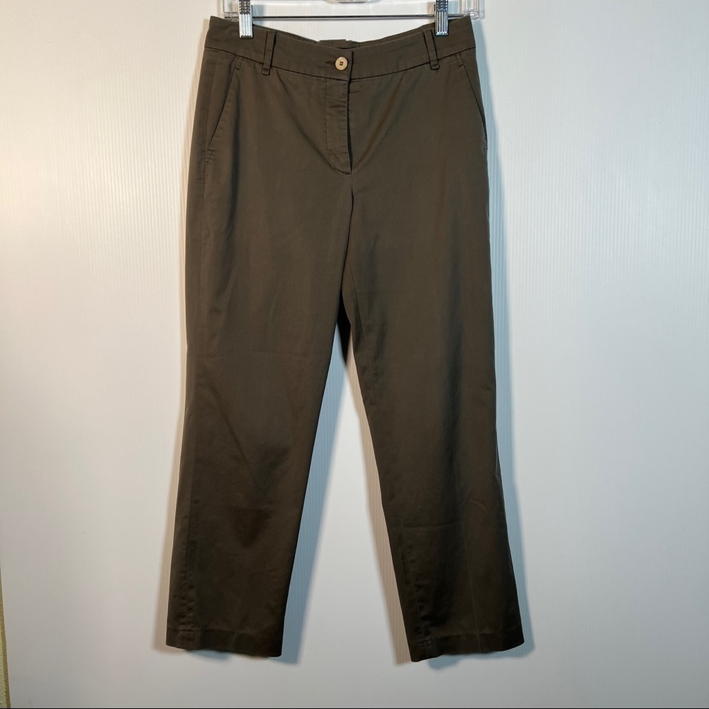CAMBIO Olive Green Khaki pants with slit front pockets & 2 back flap pockets.